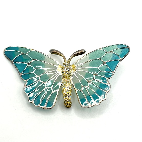 Carolee Butterfly Broach Vintage With Stones - Picture 1 of 5